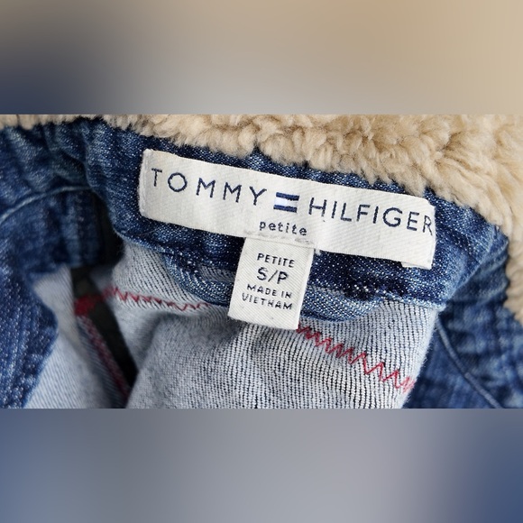 Tommy Hilfiger Denim Jacket Embroidered Fur Retro Y2K Back Floral Jean Petite S - Picture 8 of 16